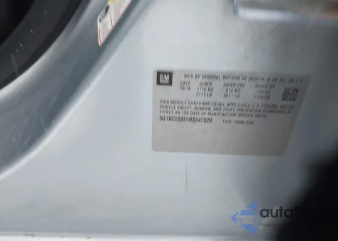 2017 Chevrolet Cruze Ls Auto из США, поврежденный, VIN 3G1BC5SM1HS547028